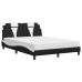 Cama con colchón cuero sintético negro y blanco 140x200 cm