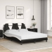 Cama con colchón cuero sintético negro y blanco 140x200 cm