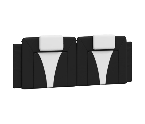 Cama con colchón cuero sintético negro y blanco 140x200 cm