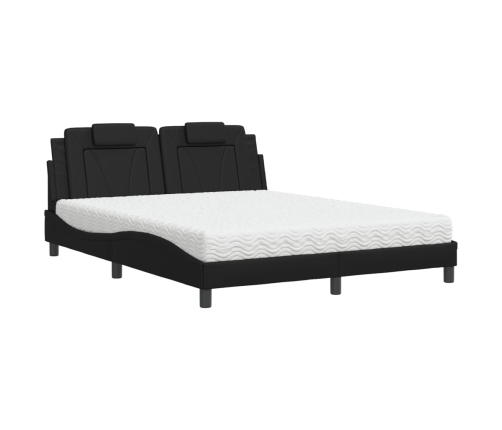 Cama con colchón cuero sintético negro 160x200 cm