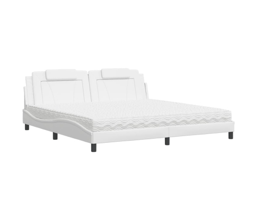 Cama con colchón cuero sintético blanco 200x200 cm