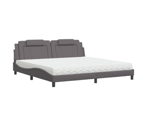 vidaXL Cama con colchón cuero sintético gris 200x200 cm