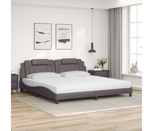 vidaXL Cama con colchón cuero sintético gris 200x200 cm