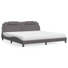 vidaXL Cama con colchón cuero sintético gris 200x200 cm