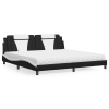 Cama con colchón cuero sintético negro y blanco 200x200 cm