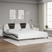Cama con colchón cuero sintético blanco y negro 200x200 cm