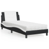 Cama con colchón cuero sintético negro y blanco 90x190 cm