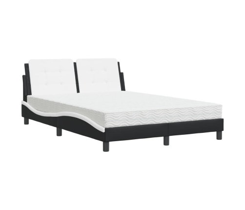 vidaXL Cama con colchón cuero sintético negro y blanco 120x200 cm