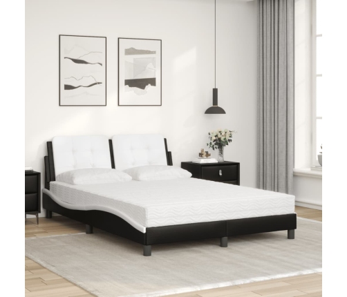 vidaXL Cama con colchón cuero sintético negro y blanco 120x200 cm