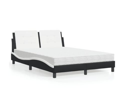 vidaXL Cama con colchón cuero sintético negro y blanco 120x200 cm