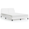 Cama con colchón cuero sintético blanco 140x190 cm