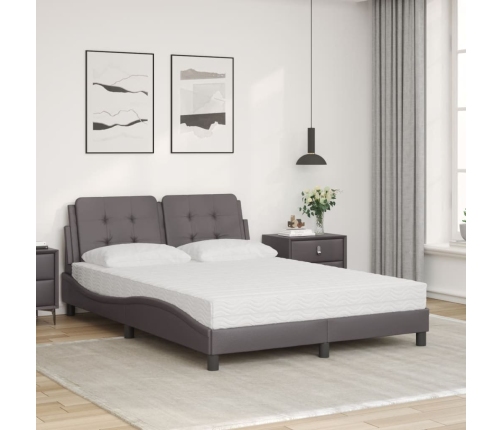 vidaXL Cama con colchón cuero sintético gris 140x190 cm