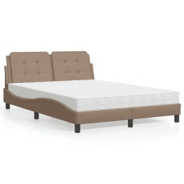 Cama con colchón cuero sintético capuchino 140x190 cm