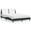 Cama con colchón cuero sintético negro y blanco 140x190 cm