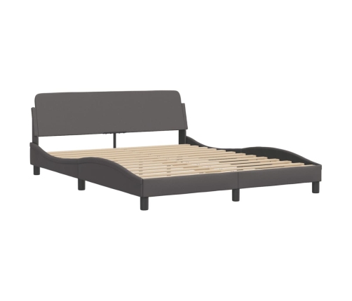 vidaXL Cama con colchón cuero sintético gris 160x200 cm