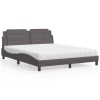 vidaXL Cama con colchón cuero sintético gris 160x200 cm