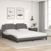 Cama con colchón cuero sintético gris 180x200 cm