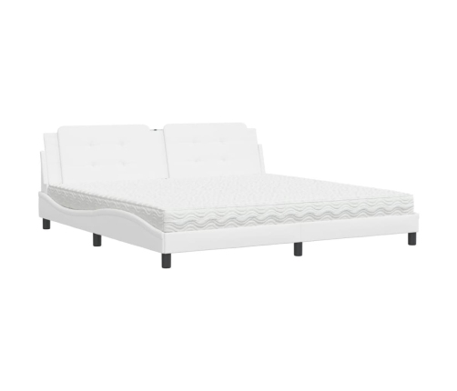 vidaXL Cama con colchón cuero sintético blanco 200x200 cm