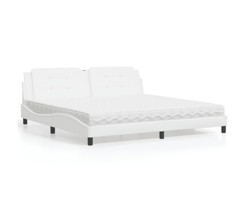 vidaXL Cama con colchón cuero sintético blanco 200x200 cm