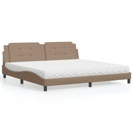 Cama con colchón cuero sintético capuchino 200x200 cm