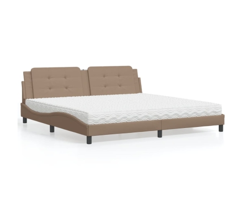 Cama con colchón cuero sintético capuchino 200x200 cm