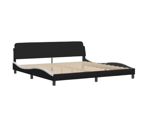 Cama con colchón cuero sintético negro y blanco 200x200 cm