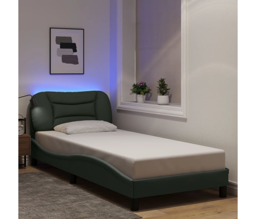 Estructura de cama con LED sin colchón gris oscuro 80x200 cm