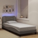 Estructura de cama con luces LED tela gris taupe 80x200 cm