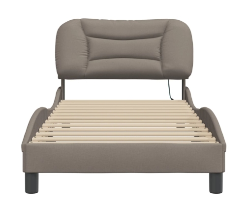 Estructura de cama con luces LED tela gris taupe 80x200 cm