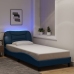 Estructura de cama con LED sin colchón tela azul 80x200 cm