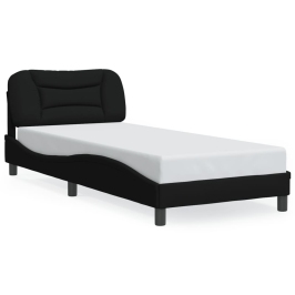 Estructura cama con LED sin colchón tela negro 90x190 cm