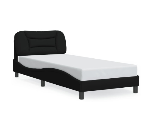 Estructura cama con LED sin colchón tela negro 90x190 cm