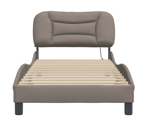 vidaXL Estructura de cama con luces LED tela gris taupe 90x190 cm