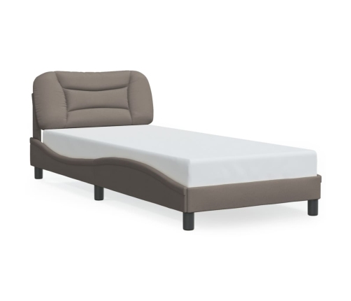 vidaXL Estructura de cama con luces LED tela gris taupe 90x190 cm