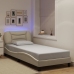 Estructura de con LED sin colchón tela crema 90x190 cm