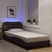 Estructura cama con LED sin colchón tela marrón oscuro 90x200cm