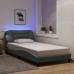 Estructura de cama con luces LED tela gris claro 100x200 cm