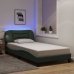 Estructura de cama con luces LED tela gris oscuro 100x200 cm