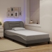 Estructura de cama con luces LED tela gris taupe 100x200 cm