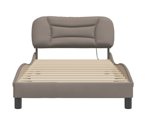 Estructura de cama con luces LED tela gris taupe 100x200 cm