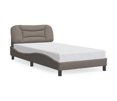 Estructura de cama con luces LED tela gris taupe 100x200 cm