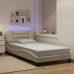 Estructura de cama con luces LED tela crema 100x200 cm