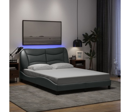 vidaXL Estructura de cama con luces LED tela gris claro 120x200 cm