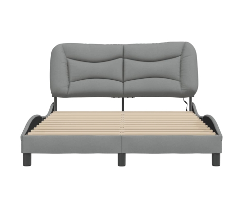 vidaXL Estructura de cama con luces LED tela gris claro 120x200 cm