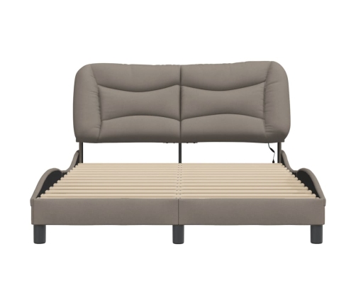 Estructura de cama con luces LED tela gris taupe 120x200 cm