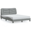 Estructura de cama con luces LED tela gris claro 140x190 cm