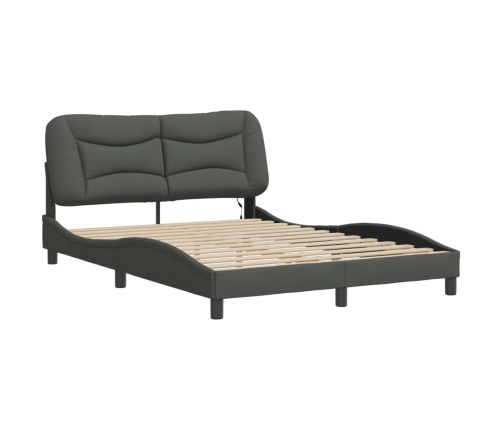 Estructura cama con LED sin colchón tela gris oscuro 140x190 cm