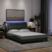 Estructura cama con LED sin colchón tela gris oscuro 140x190 cm