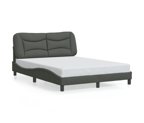 Estructura cama con LED sin colchón tela gris oscuro 140x190 cm