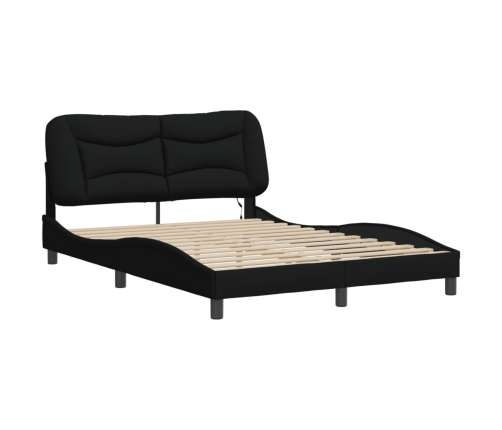 vidaXL Estructura de cama con luces LED tela negro 140x190 cm